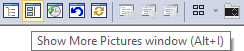 More Pictures docking window icon in main toolbar