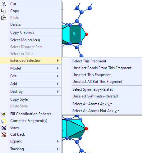 New Extended Selection sub-menu